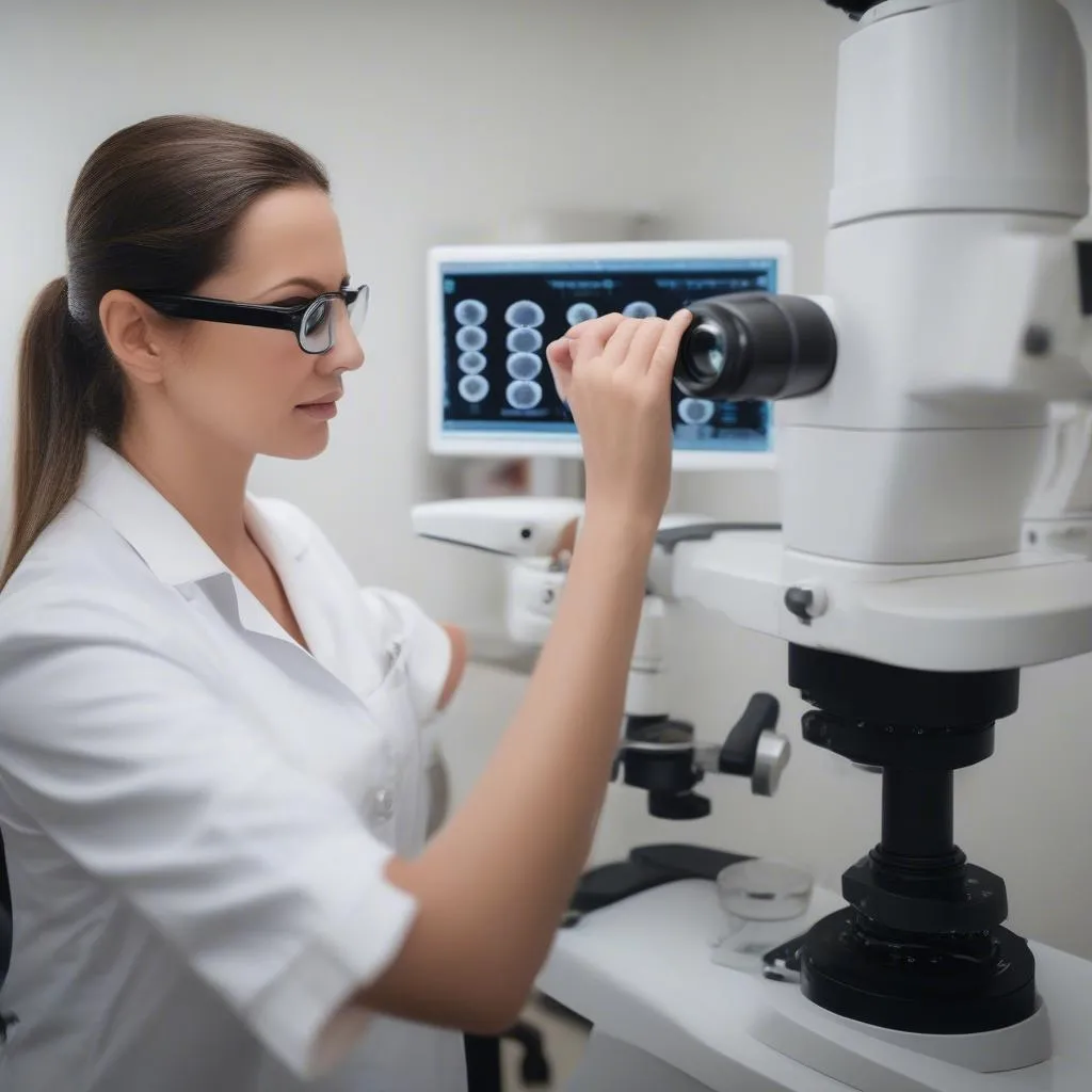 Gemini Eye Care Optometrist Examining Patient