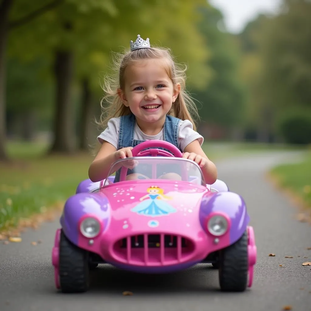 Girl Enjoying Her Princess RC Car