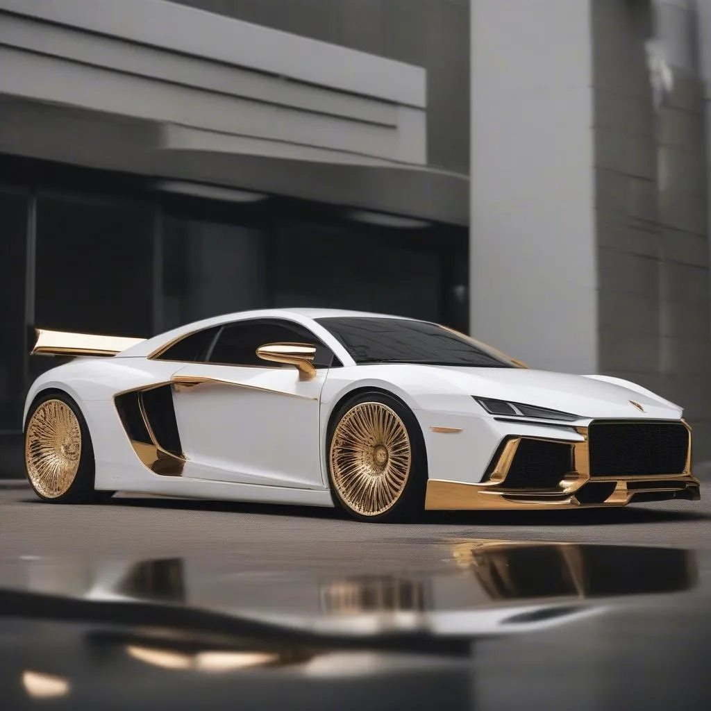 gold rims for white car