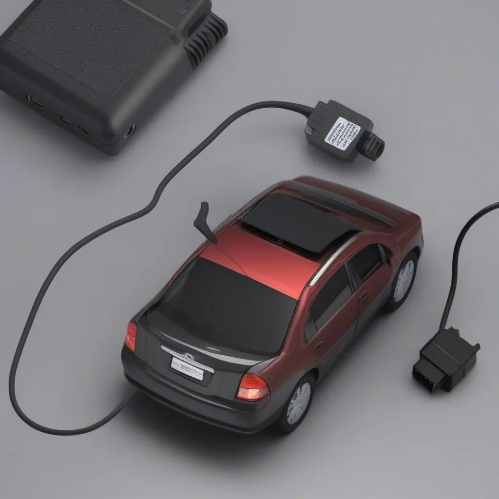 A GPS OBD II Vehicle Tracker plugged into a car's OBD II port