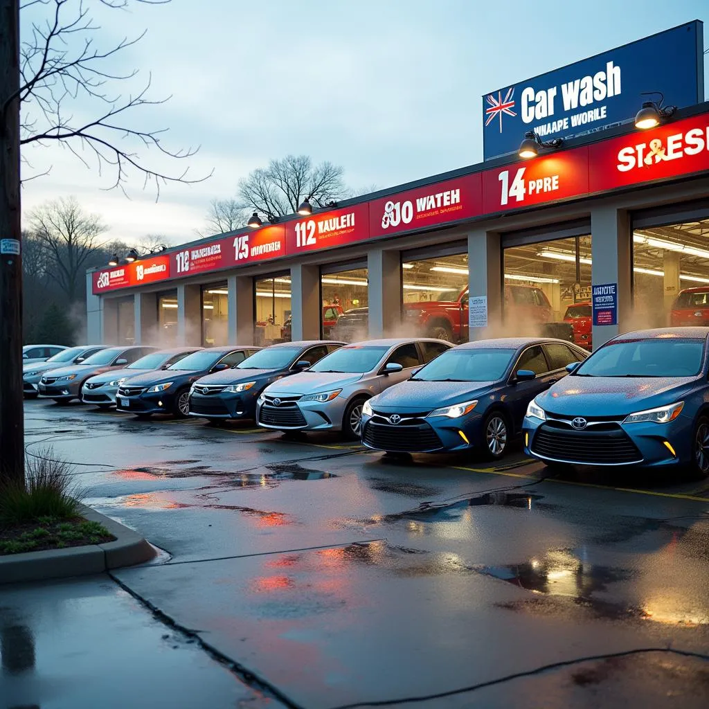 Exterior view of a busy car wash on Greenville Avenue