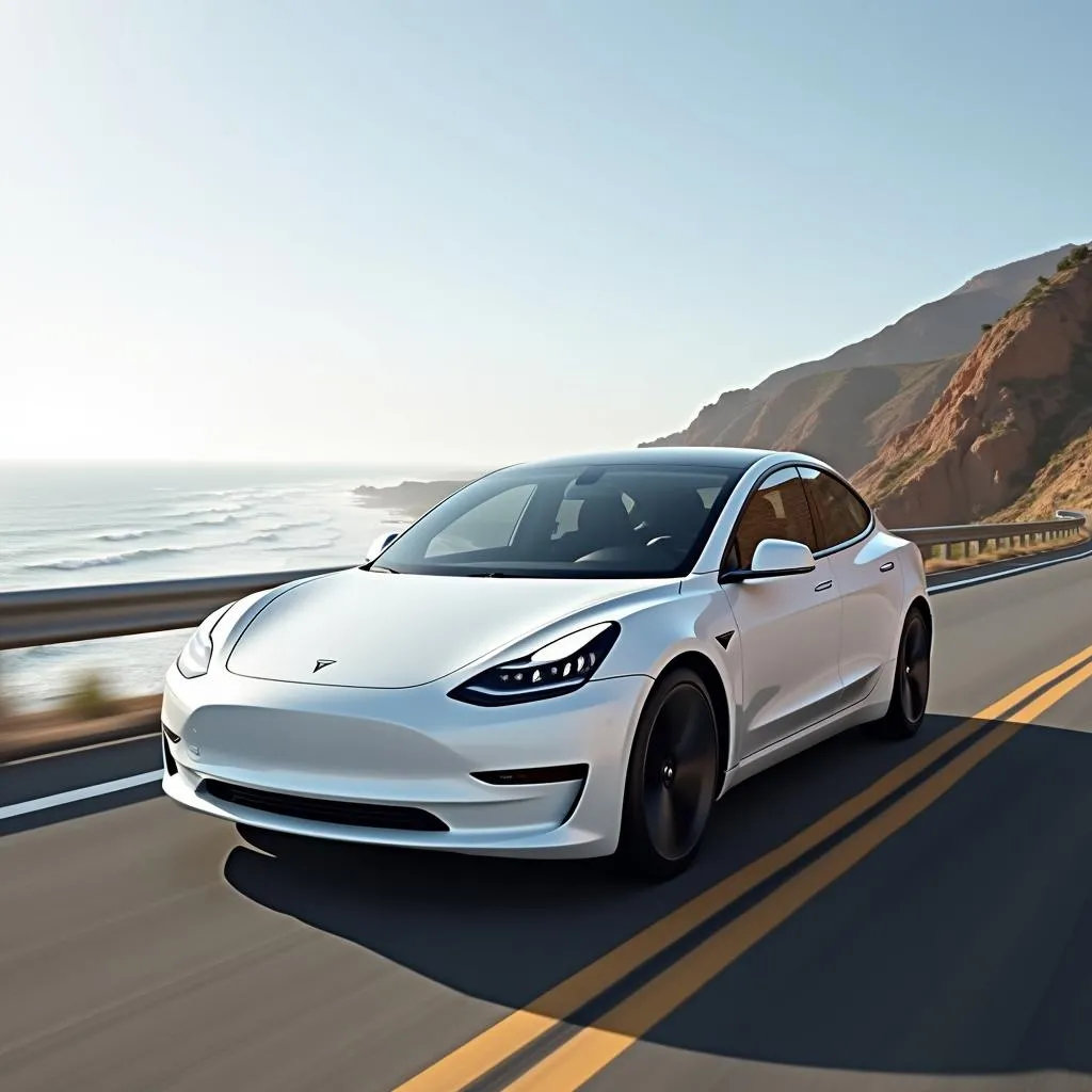 Gunmetal rims on a white Tesla Model 3