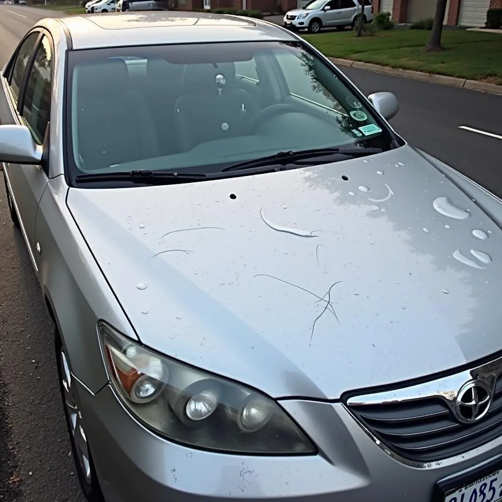 Hail damaged car