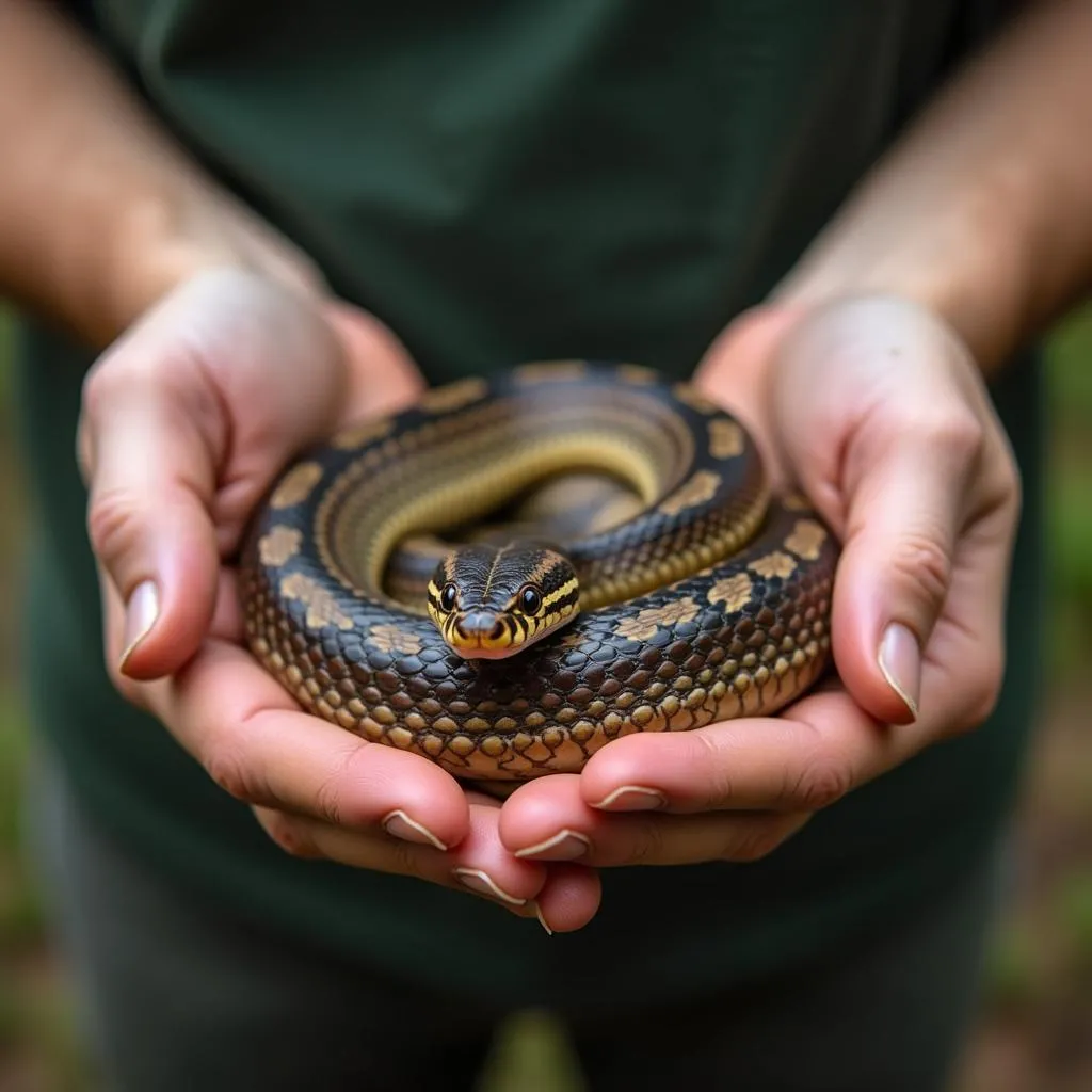 Handling a pine snake safely