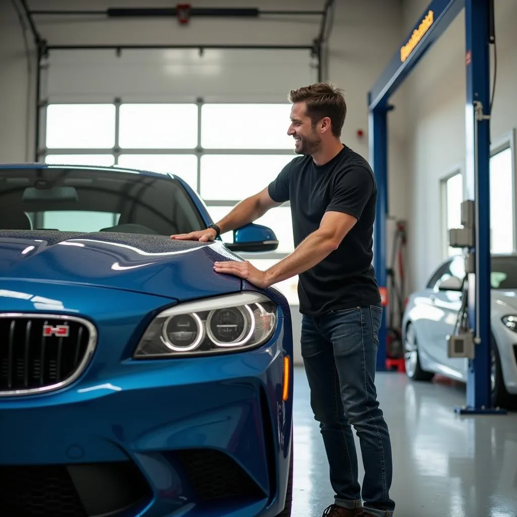 Smiling Car Owner Receiving Their Detailed Car