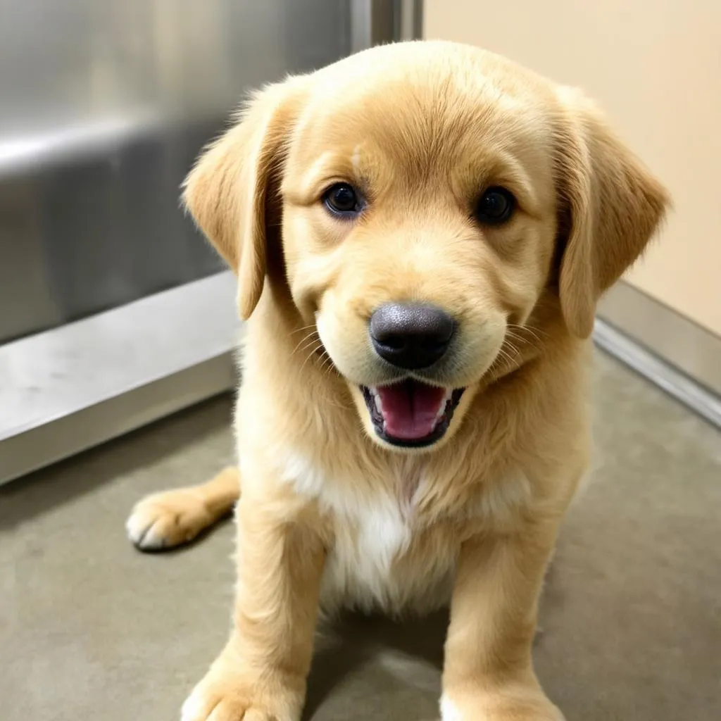 Happy dog at shelter