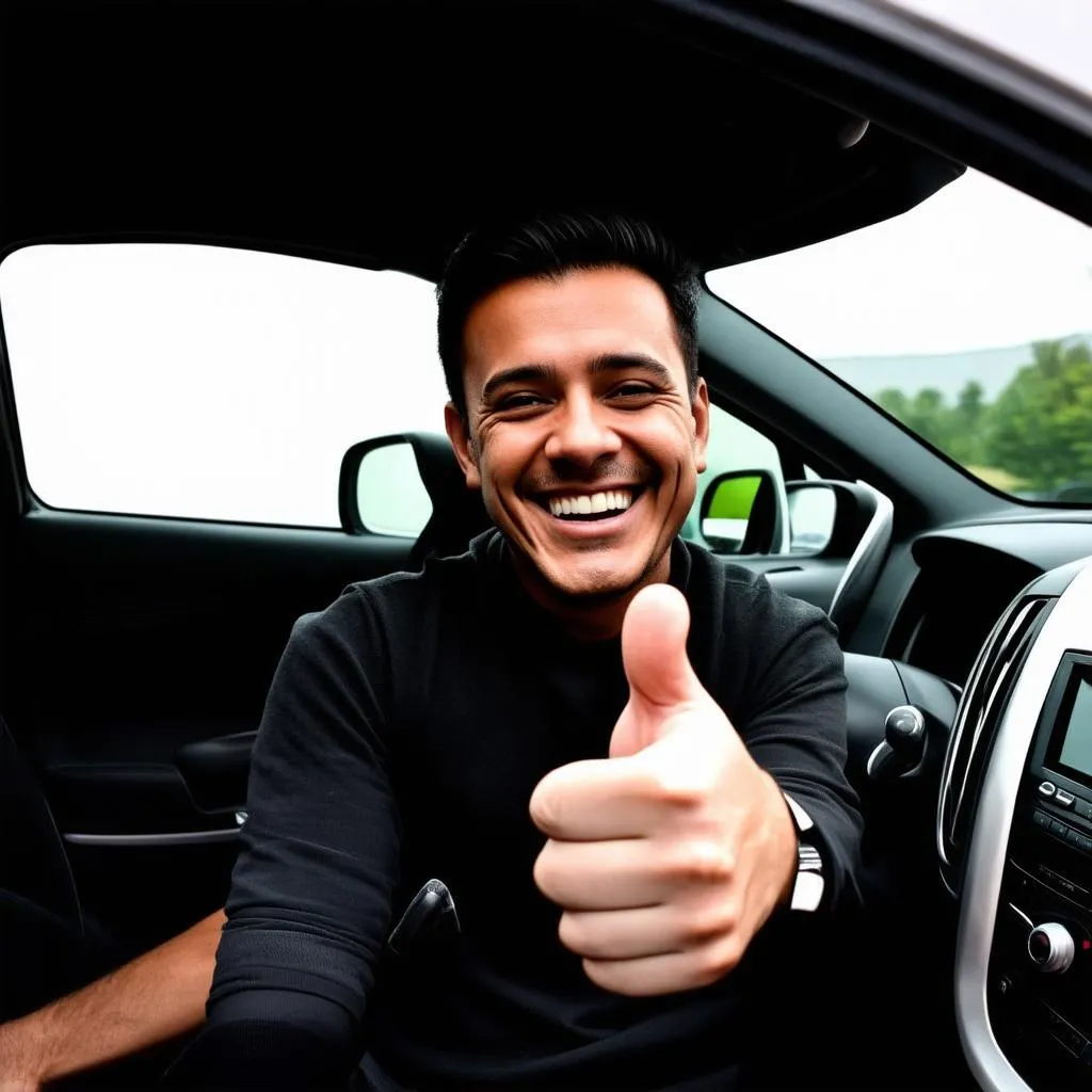 driver smiling in clean car