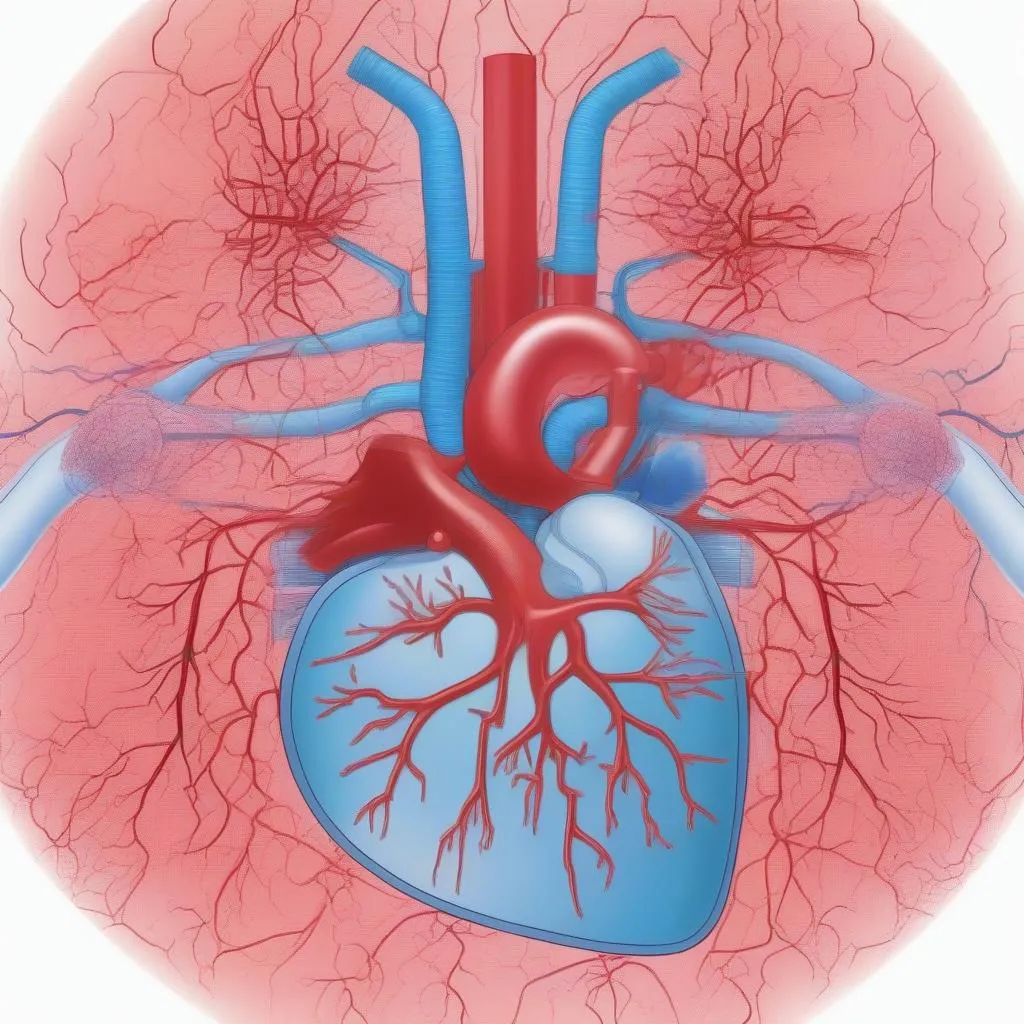 Human Heart and Lungs Interconnected