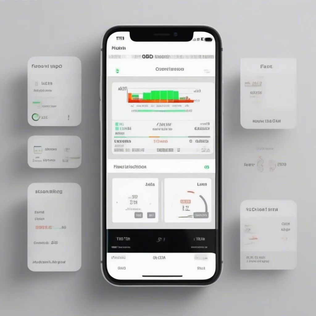 HH OBD app interface displaying real-time data and vehicle information