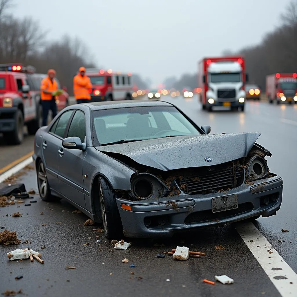 Car Crash on Highway