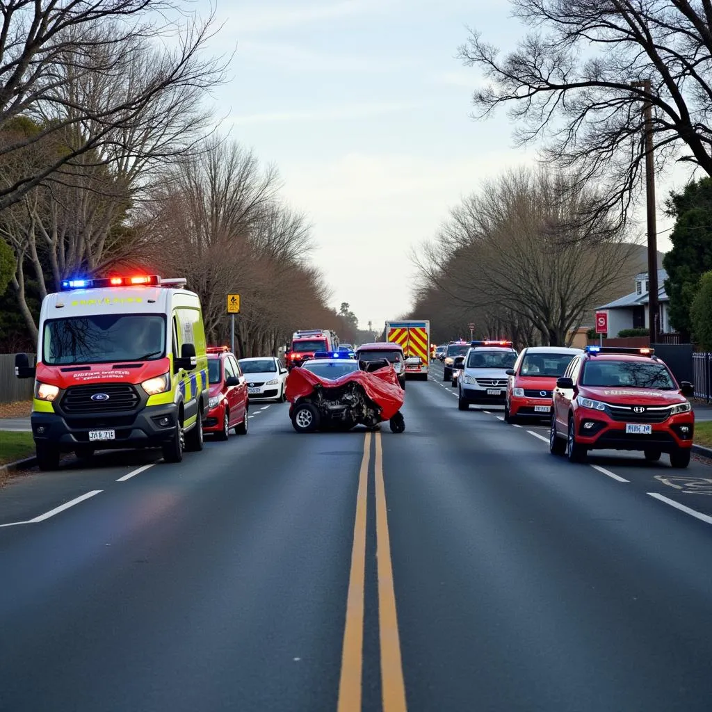 Car crash scene in Hobart