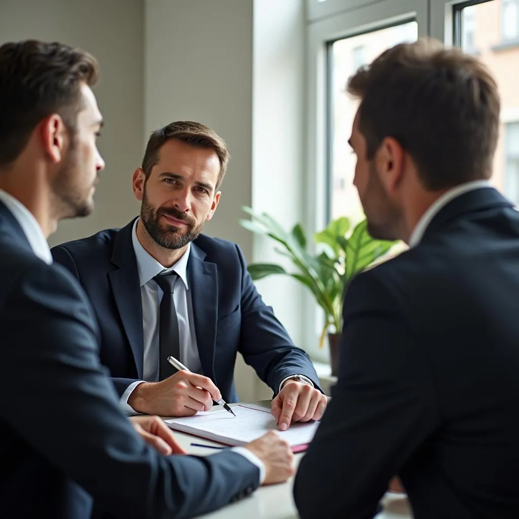 Hobbs car accident lawyers meeting with a client in their office