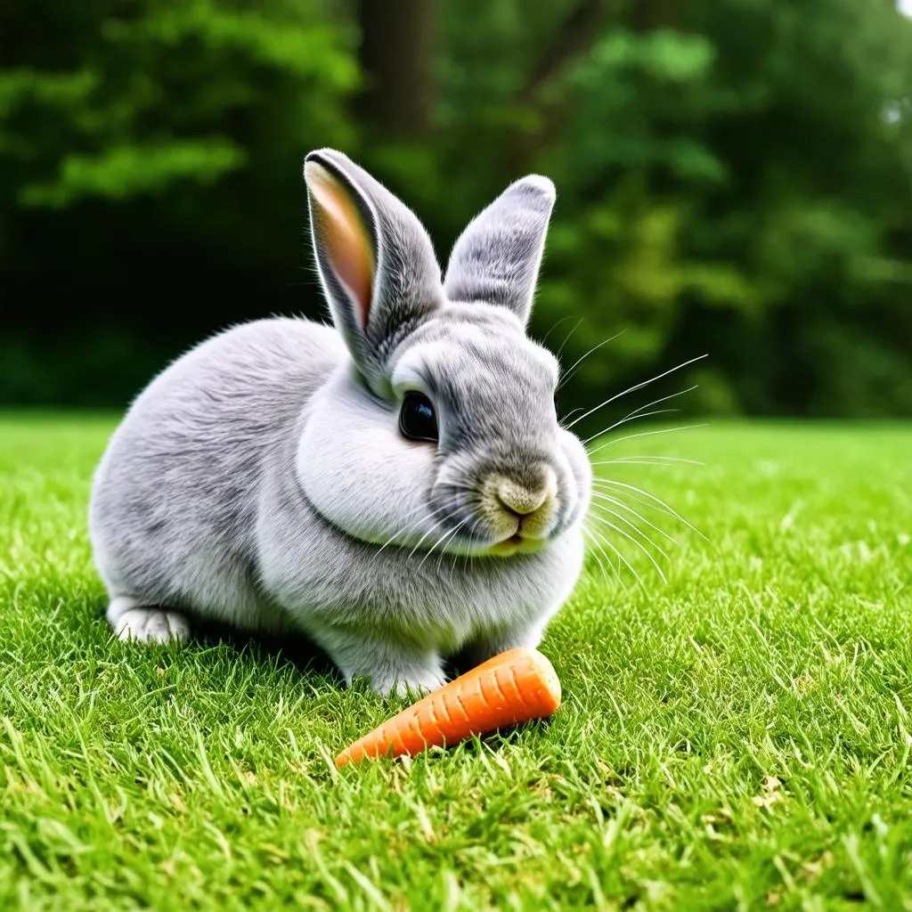 Holland Lop Rabbit Playing Outdoors