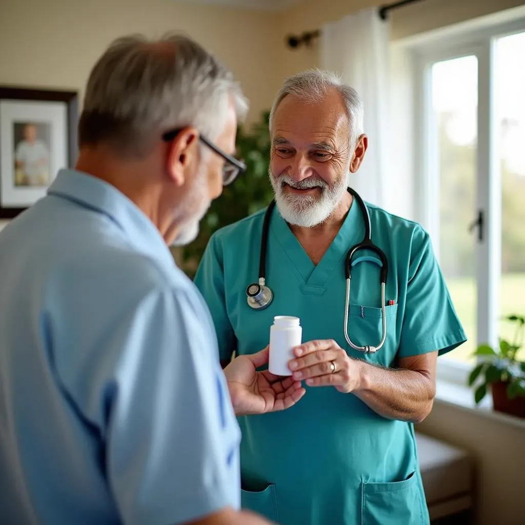 Home Care Nurse Assisting Elderly Man