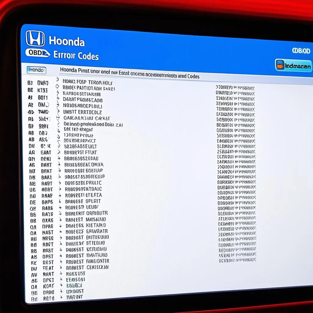 Honda Error Codes