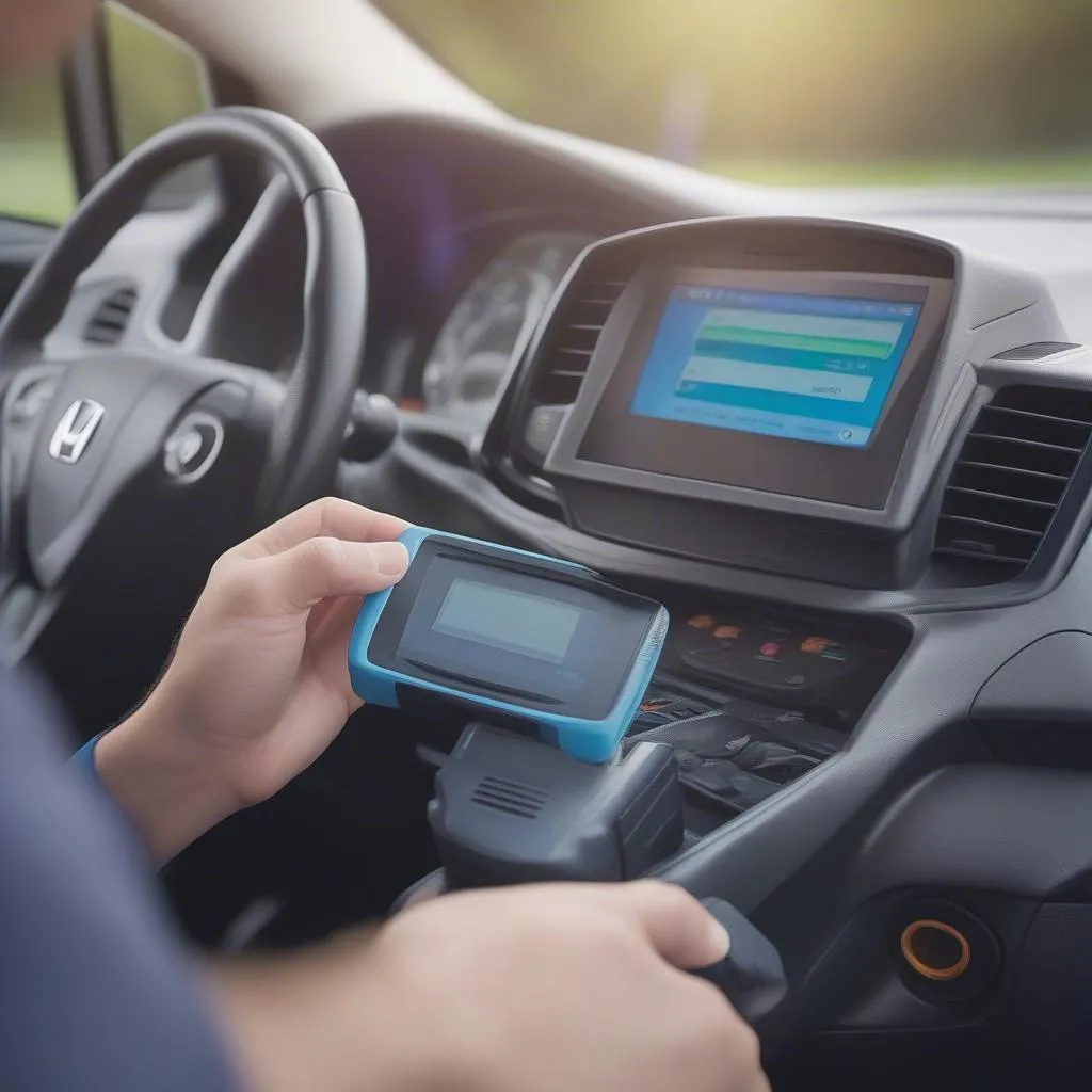 Using a diagnostic scanner to access information from the Honda Jazz 2015 OBD port