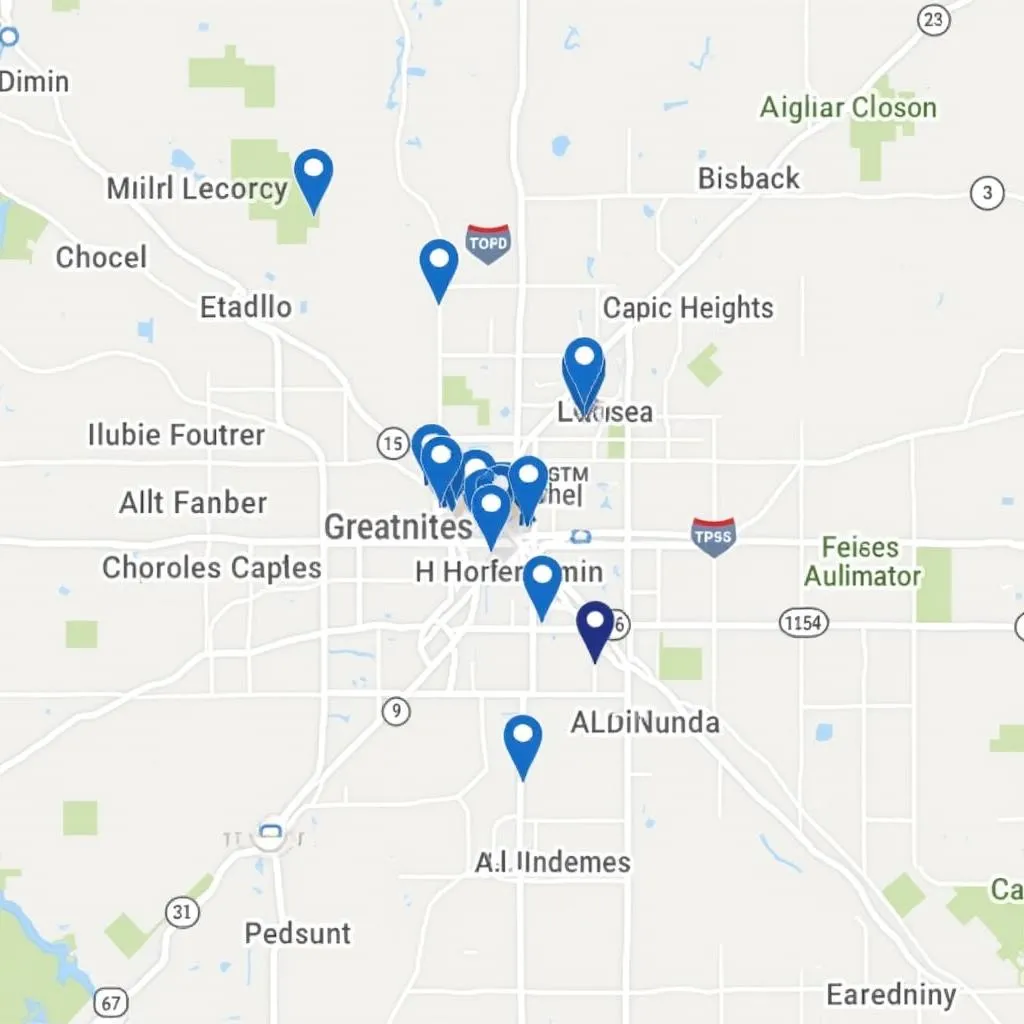 Map of car dealerships in Huber Heights