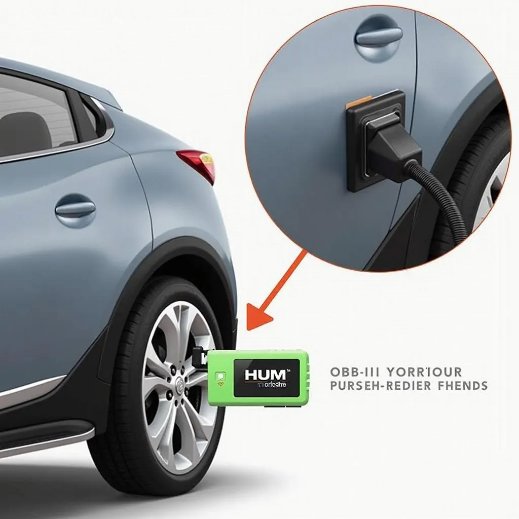 Hum OBD reader plugged into the OBD-II port