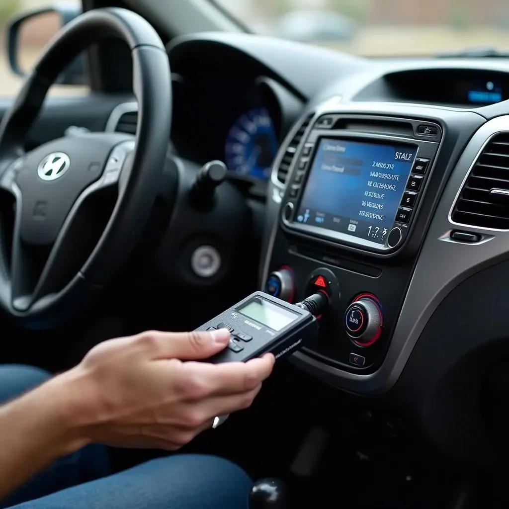 OBD2 Scanner Connected to a Hyundai i10