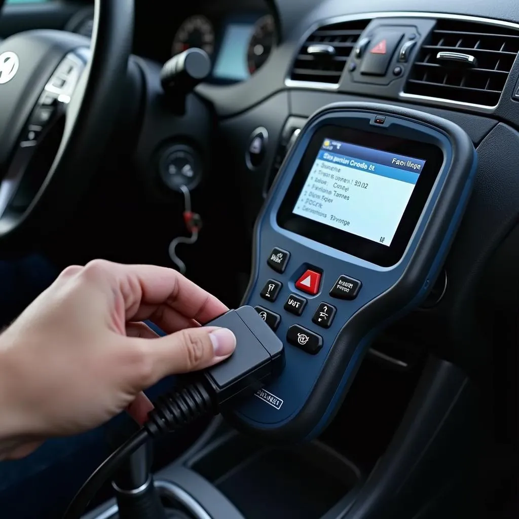 OBD II Scanner Connected to Hyundai Solaris