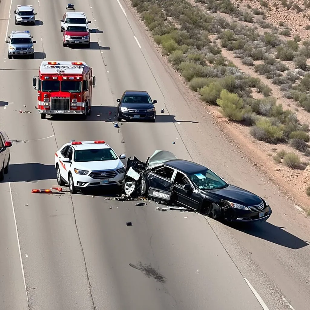 Car accident on a highway