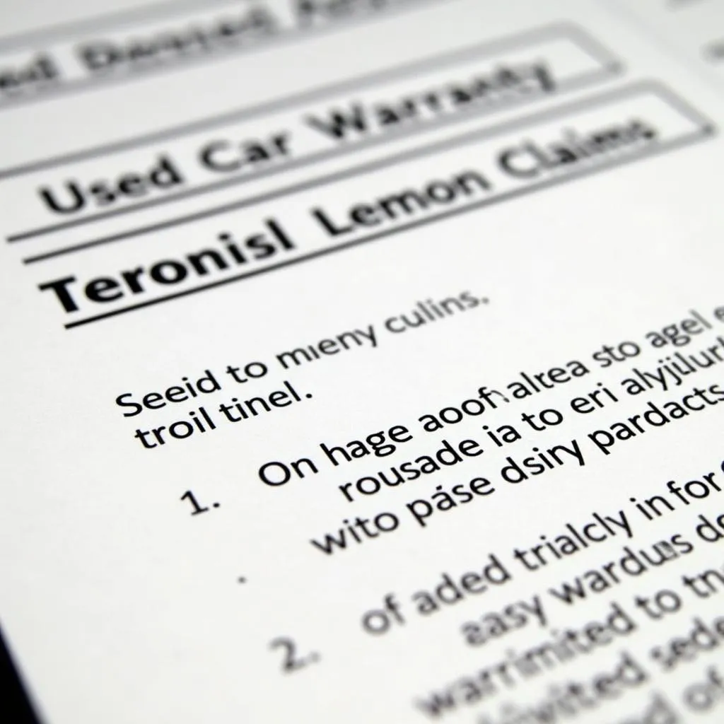 Used car warranty document