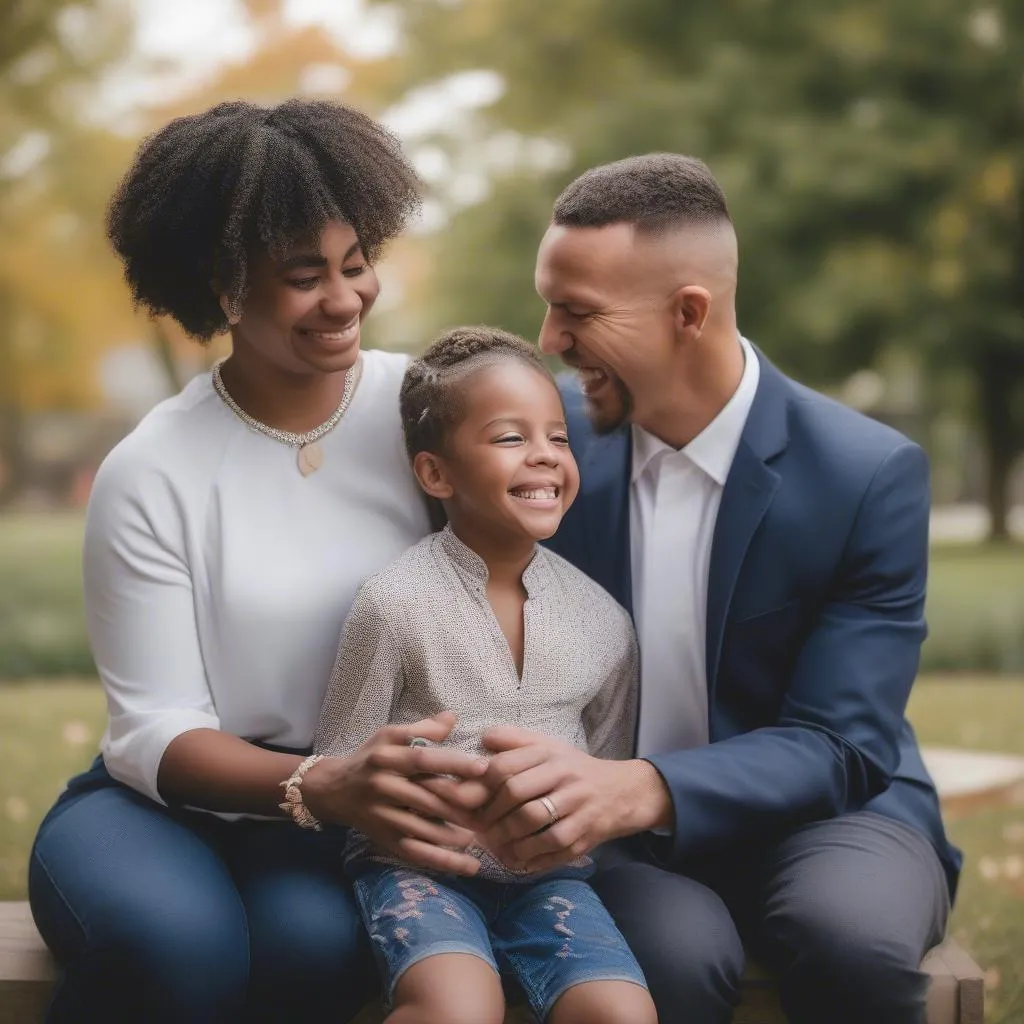 Foster family in Indiana celebrating with a child in their care