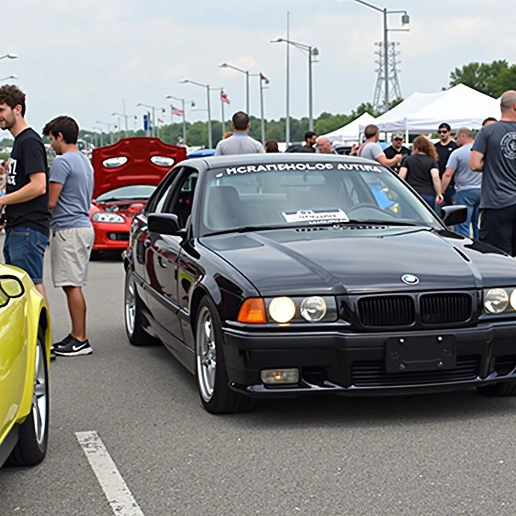 Attendees enjoying Indianapolis Cars & Coffee