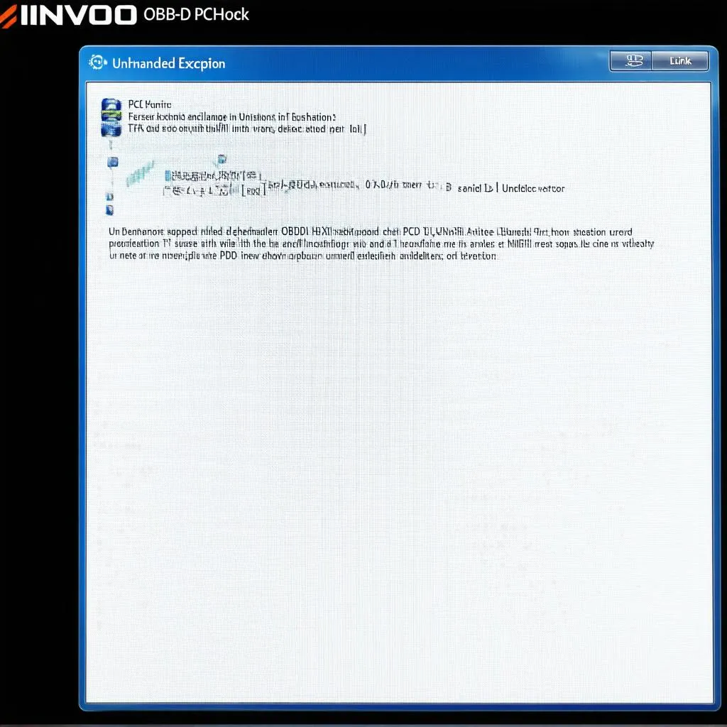 Innova OBD PC-Link Unhandled Exception error message