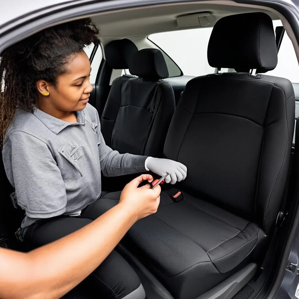 Installing seat covers on a Jeep Compass 