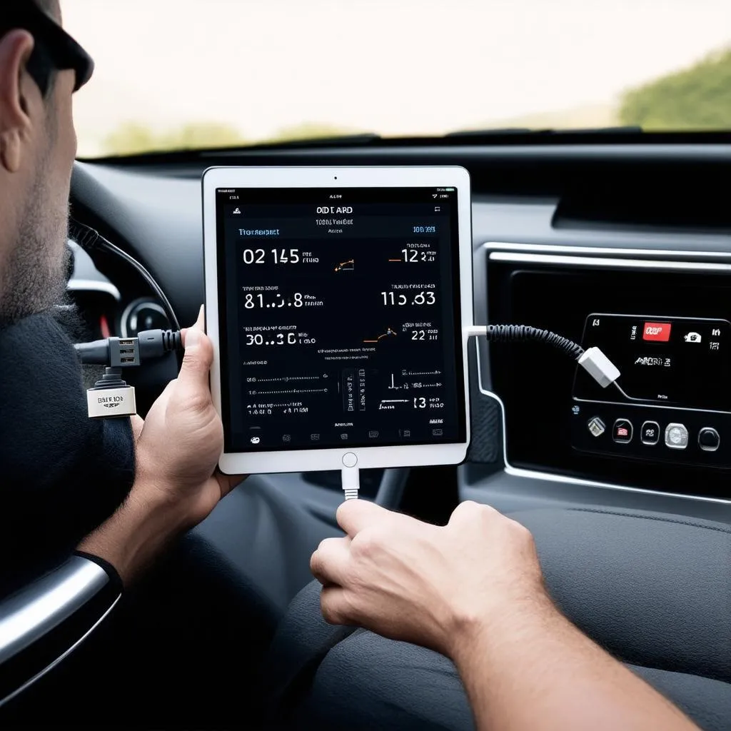 Car connected to iPad OBD app