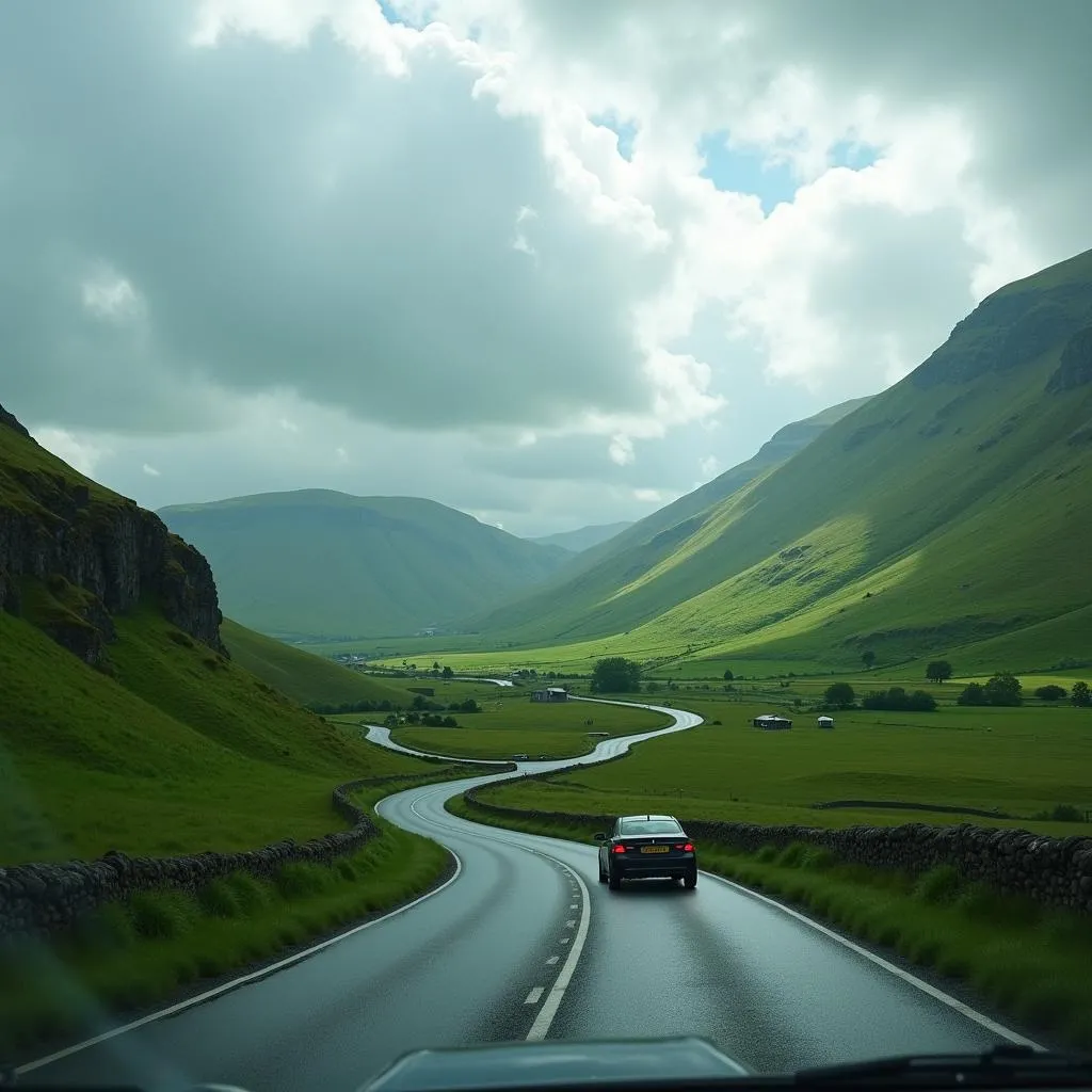 Scenic Drive Through Irish Countryside