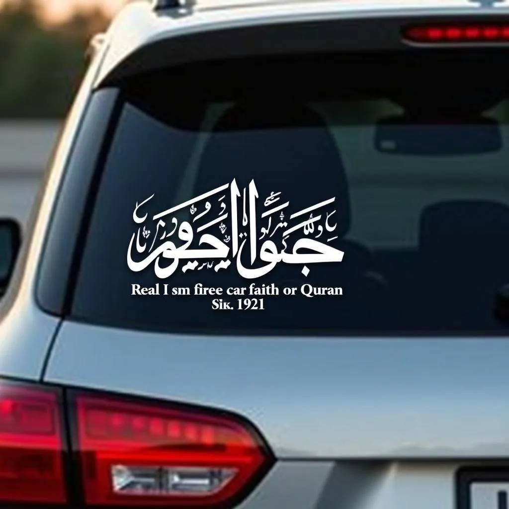 Islamic calligraphy car decal on a back window