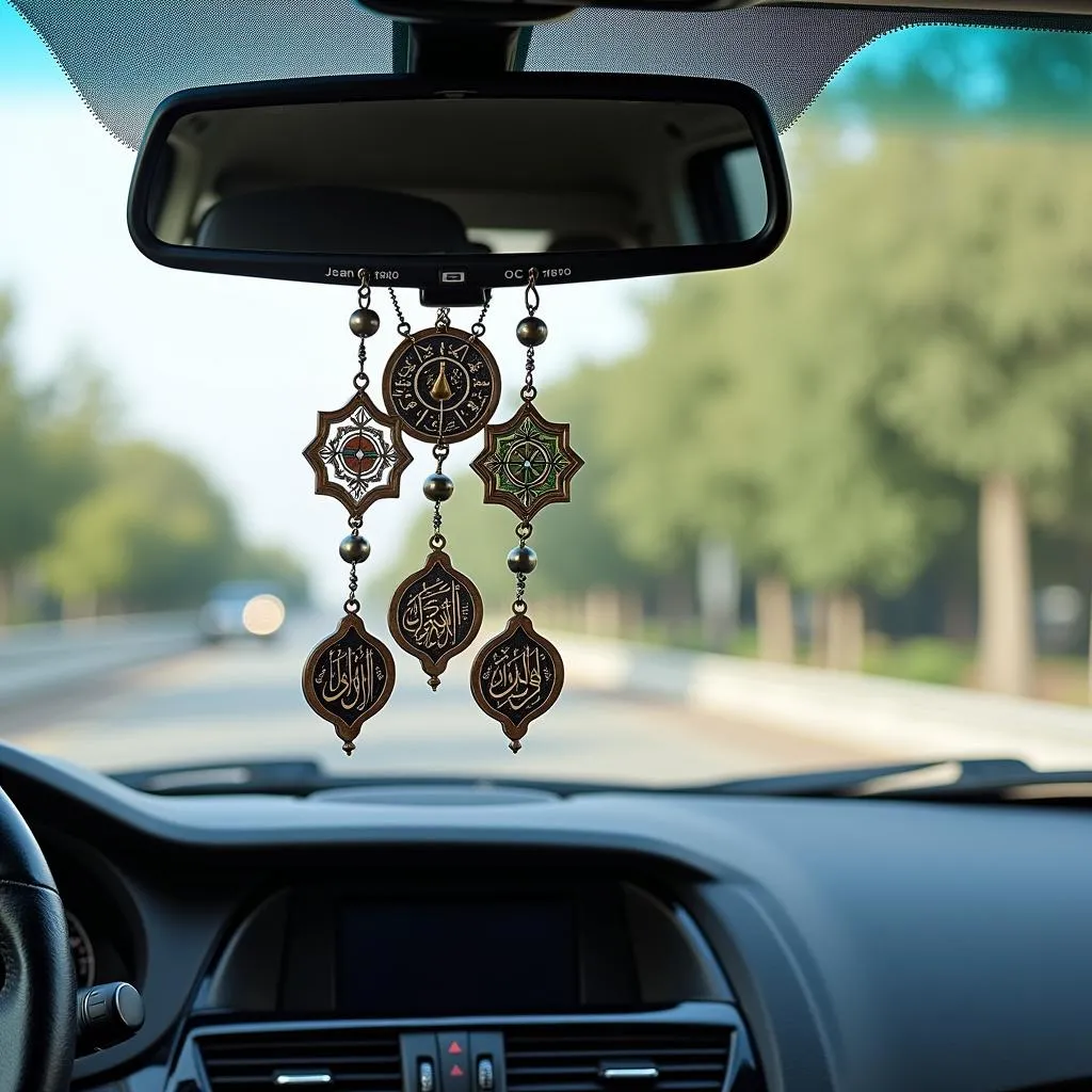 Islamic car accessories showcased in a variety