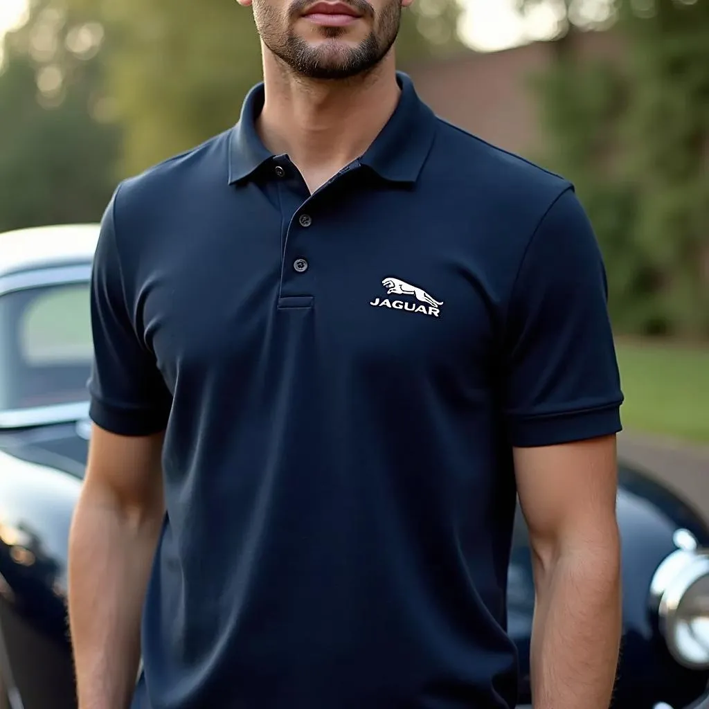 Man wearing a classic Jaguar polo shirt