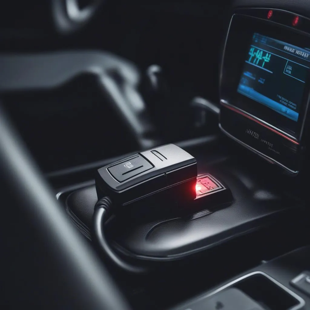 Japanese OBD Scanner plugged into a car's OBD port