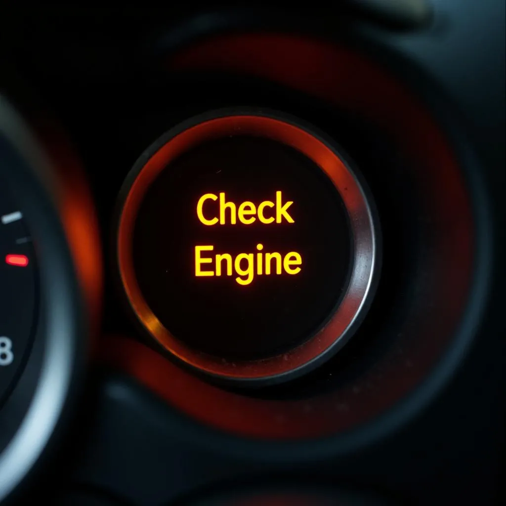 Jeep dashboard with illuminated check engine light