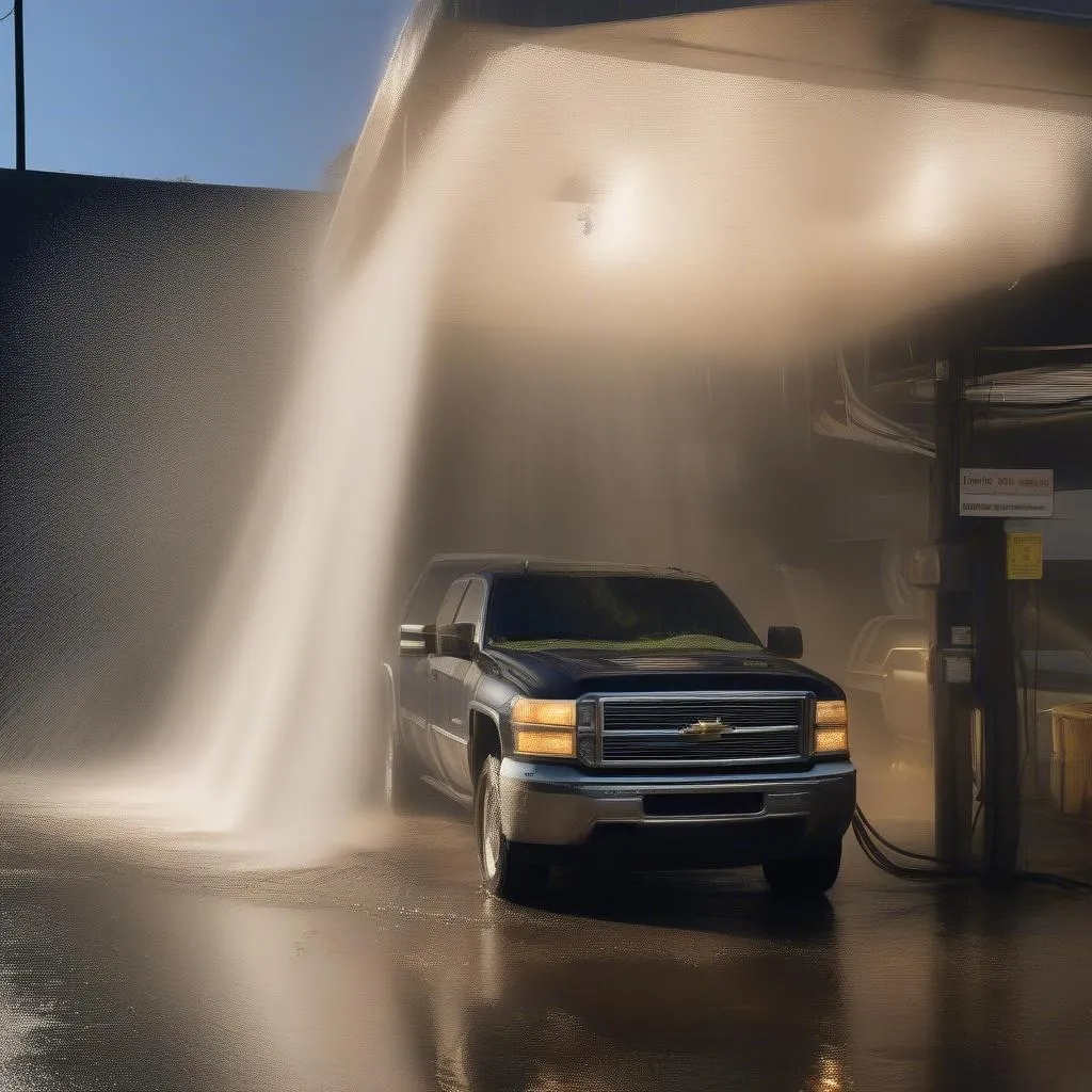 Truck being washed at a jet stream car wash