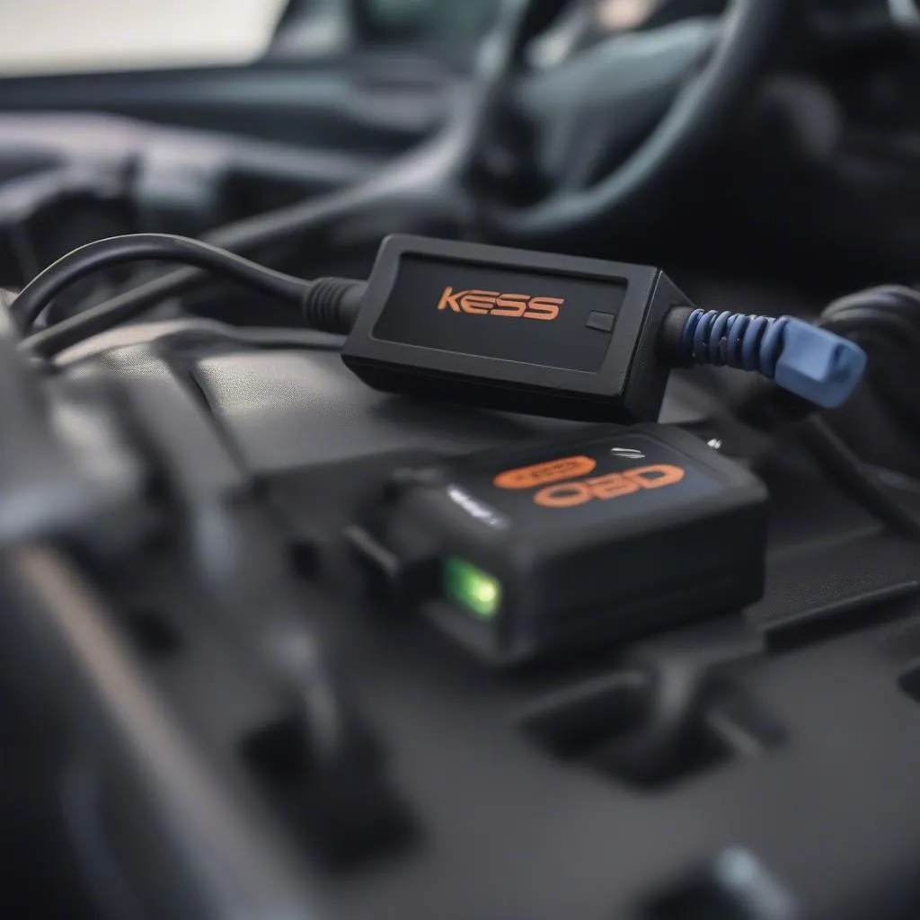 Kess OBD Tool Connected to the OBD Port