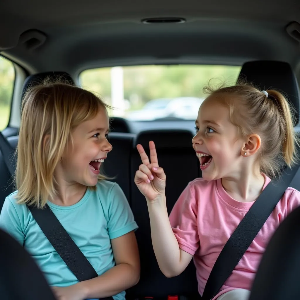 Children Entertaining Themselves with Jokes on Road Trip