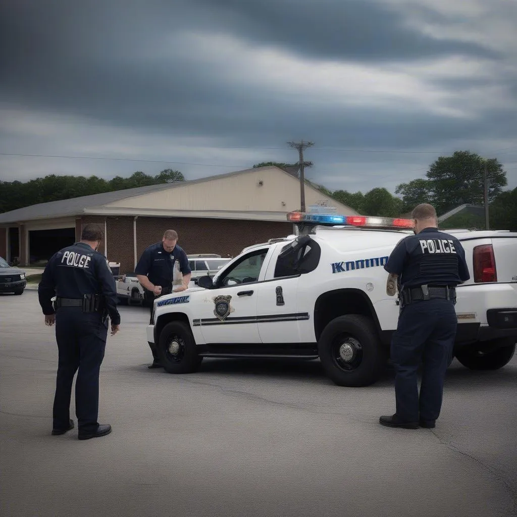 Knoxville Police Department mechanics inspecting a patrol vehicle