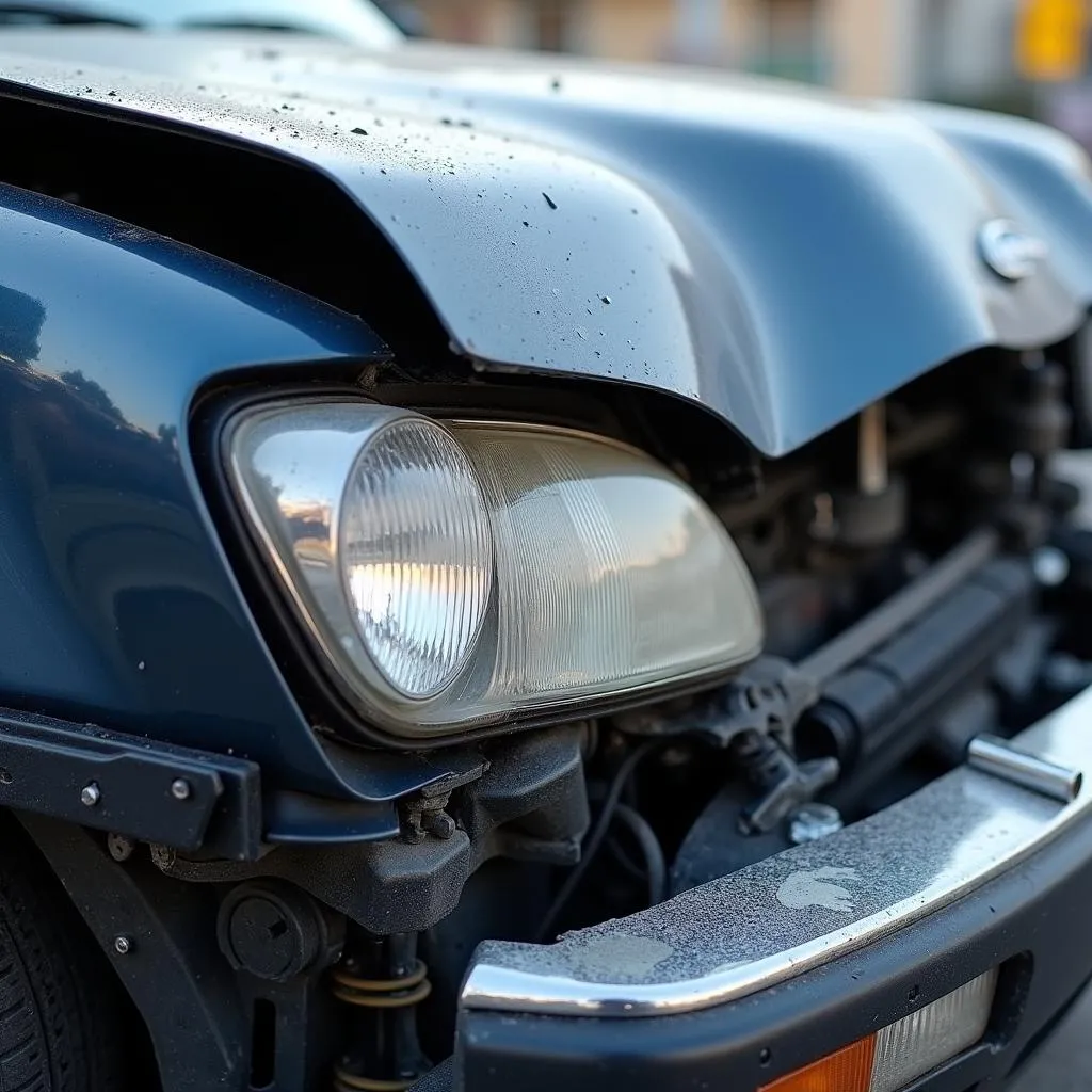 Car crash damage in Lancaster CA