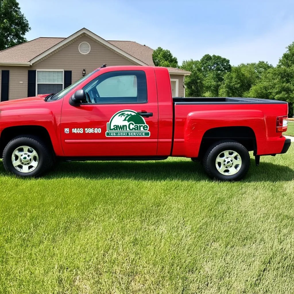 Lawn care service truck