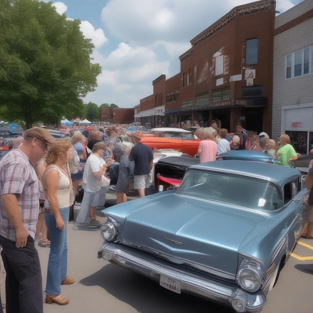 Crowd at the Lawrenceburg Car Show