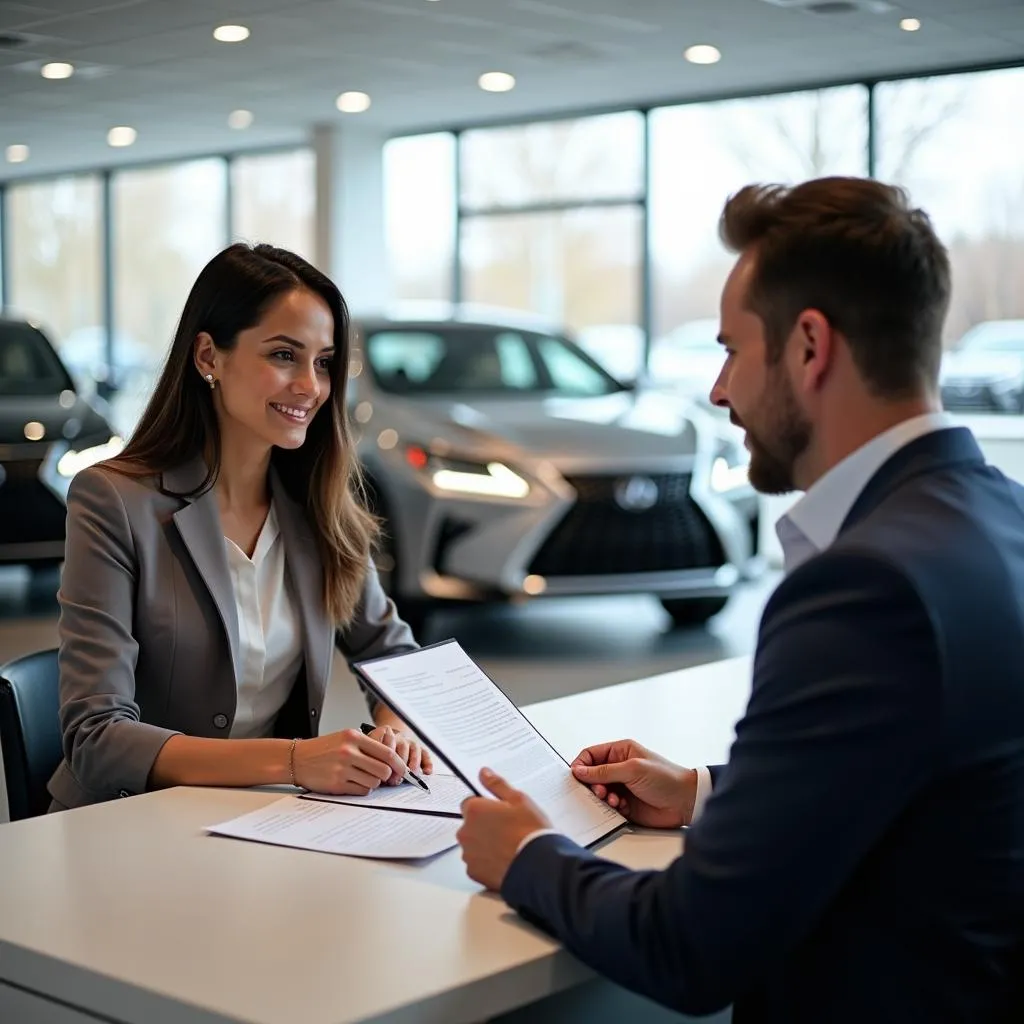 Signing Lexus Loaner Car Agreement