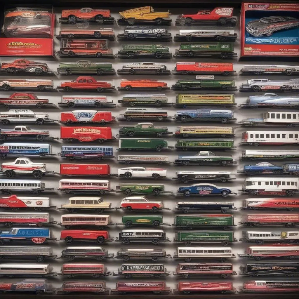 A collection of Lionel Stock Car models