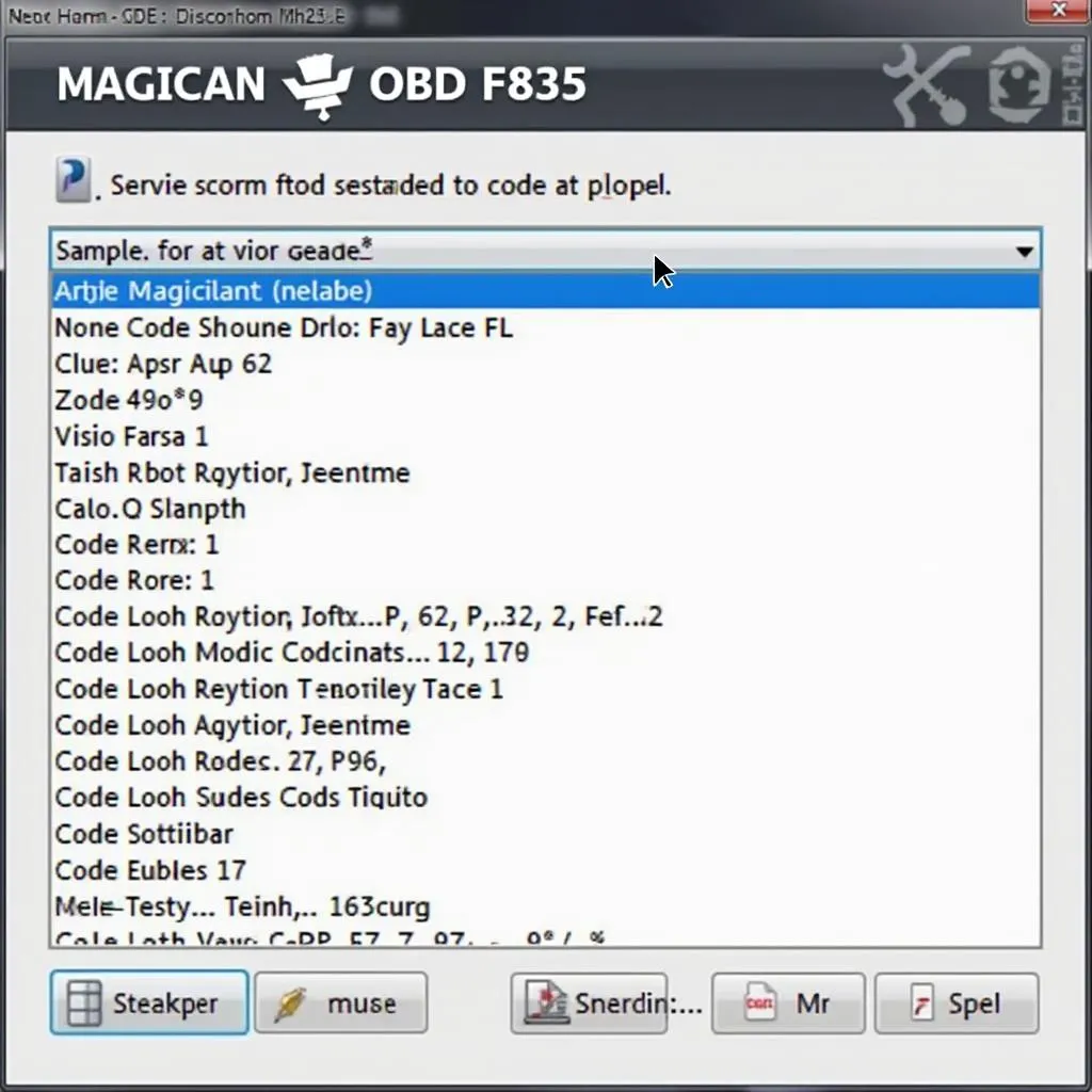 Magician OBD F835 displaying error codes