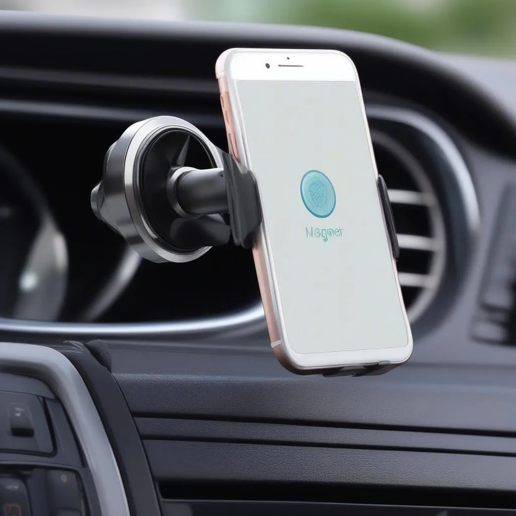 Magnetic car holder for iPhone on car vent