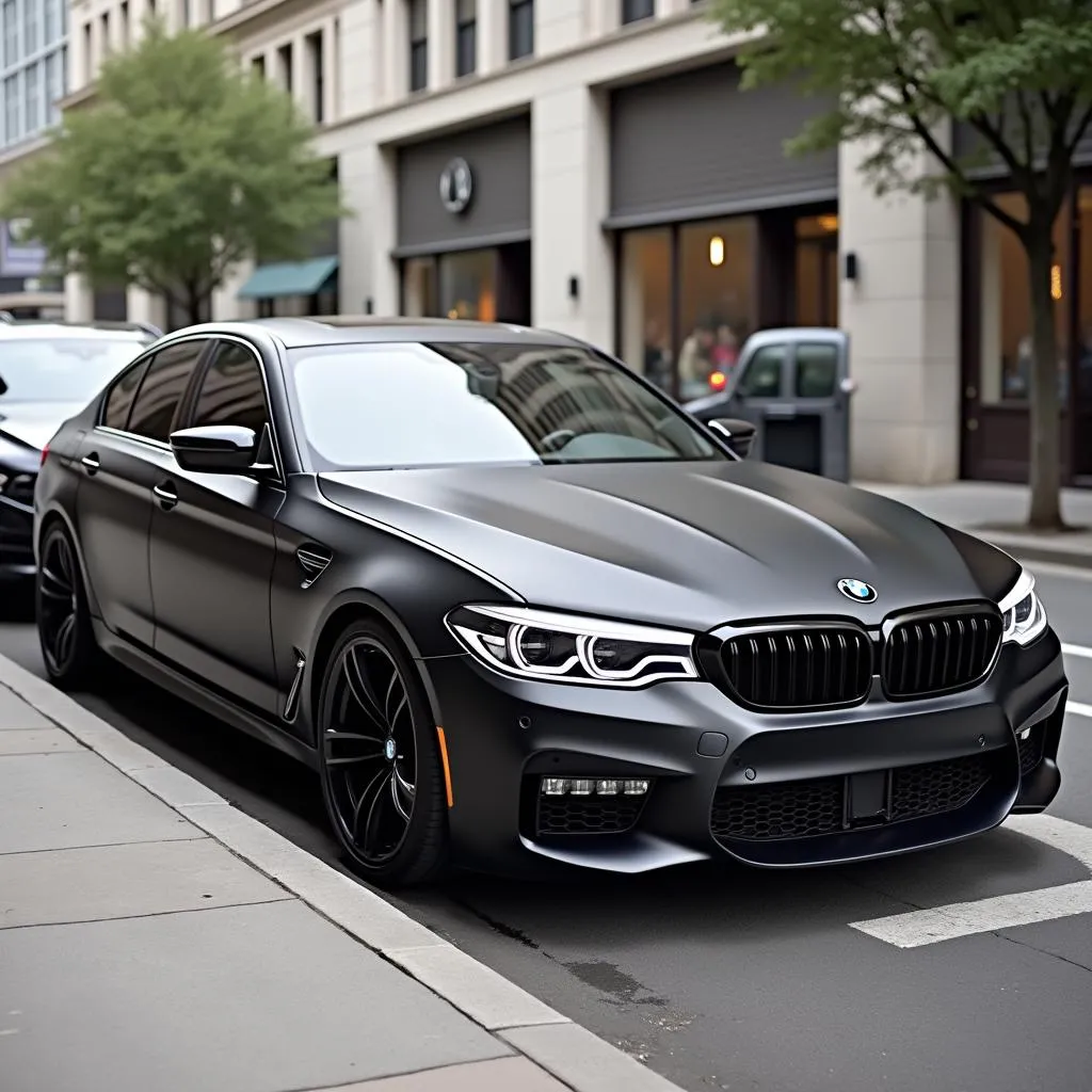 Matte Black BMW 5 Series Car Wrap