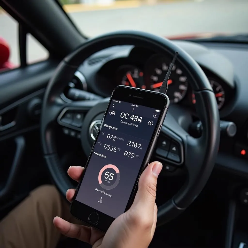 Mazda Miata diagnostics display on mobile phone app